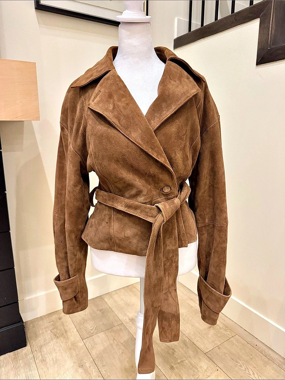 &otherstories Suede Belted Moto Jacket Brown Size small